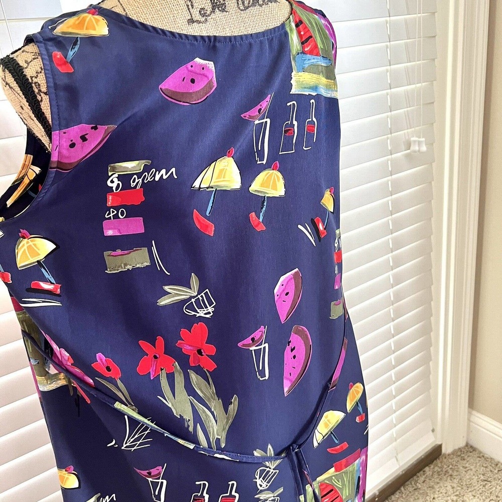 Casual Corner Annex Womens Sz 6 Petite Blue Sleeveless Margarita Drink Dress - Picture 10 of 12